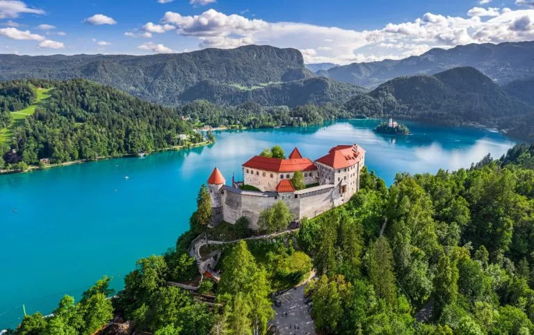 Castillo del lago Bled desde arriba